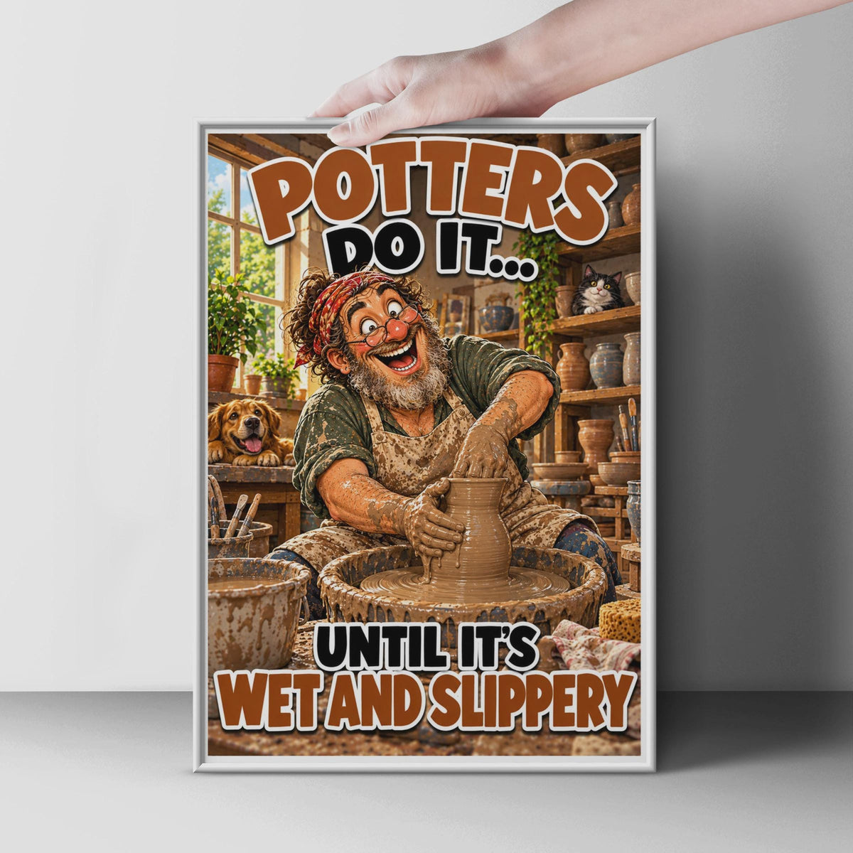 Funny Potter Wall Art, Cheeky Ceramics Hobby Print, Witty Clay Art Decor
