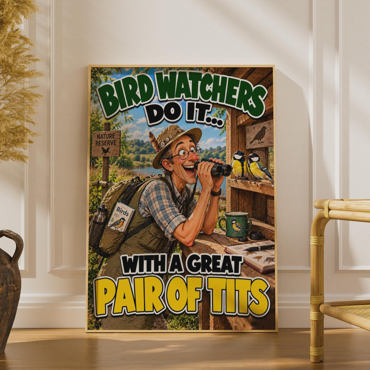 Funny Birdwatching Poster, Witty Nature Reserve Wall Art (Printed Poster)