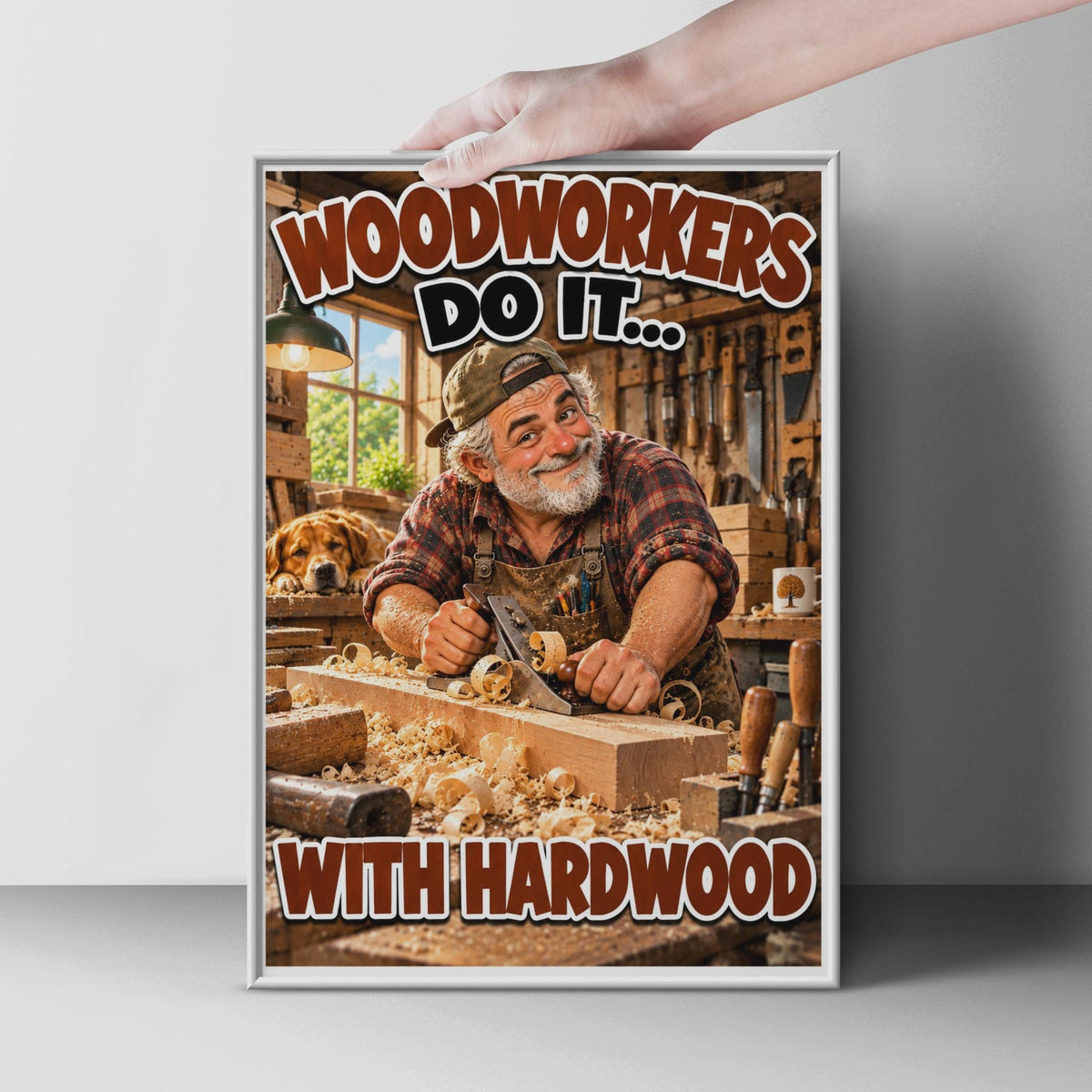 Humorous Woodworking Poster, Cheeky Carpenter Gift, Workshop Wall Art Print