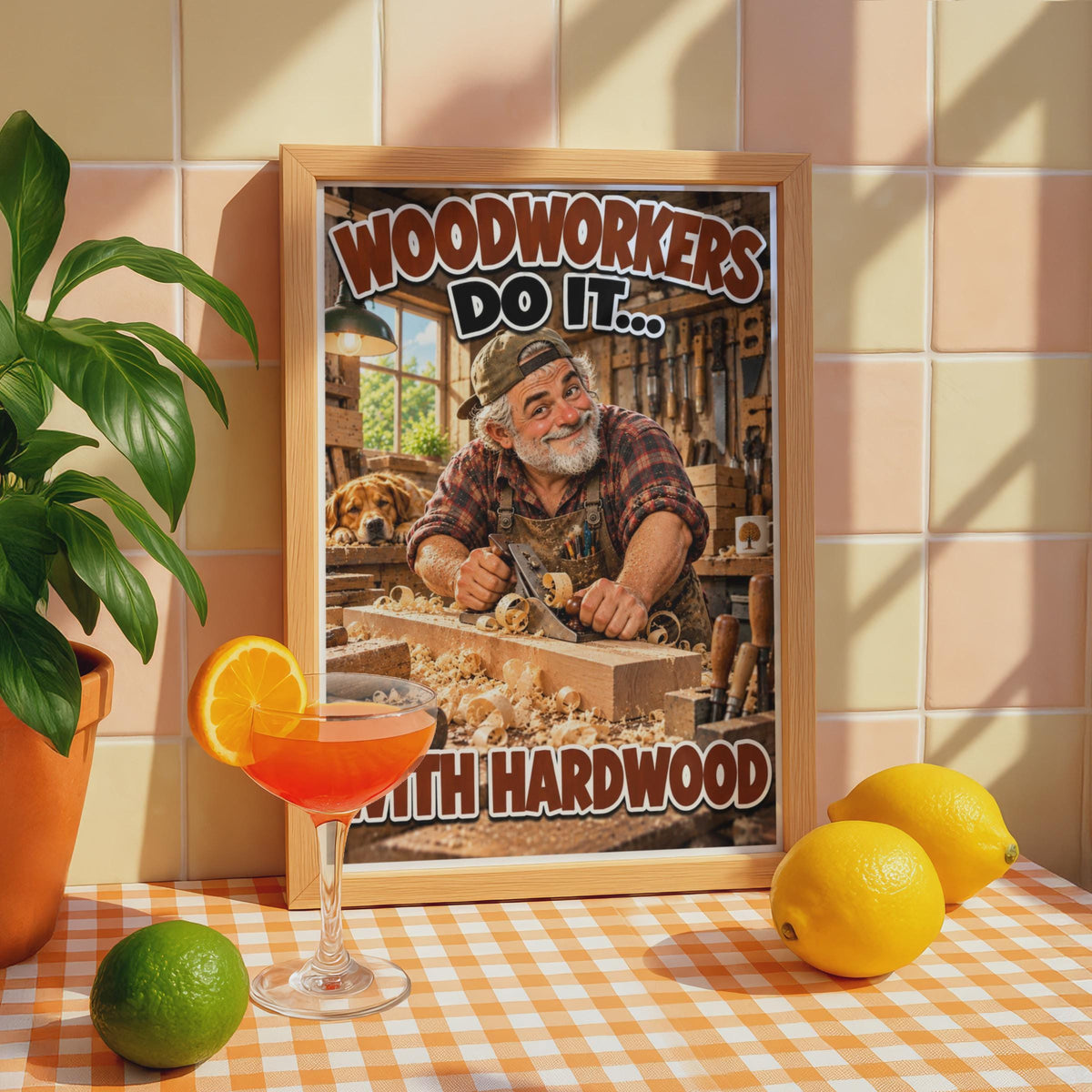Humorous Woodworking Poster, Cheeky Carpenter Gift, Workshop Wall Art Print
