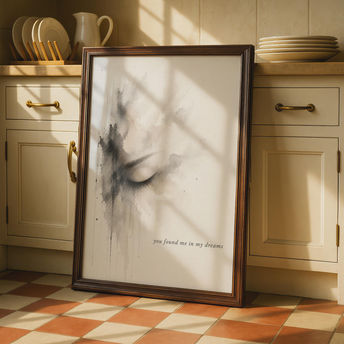 Abstract Closed Eye Poster, Watercolour Grief Memorial Art, Spiritual Connection Print
