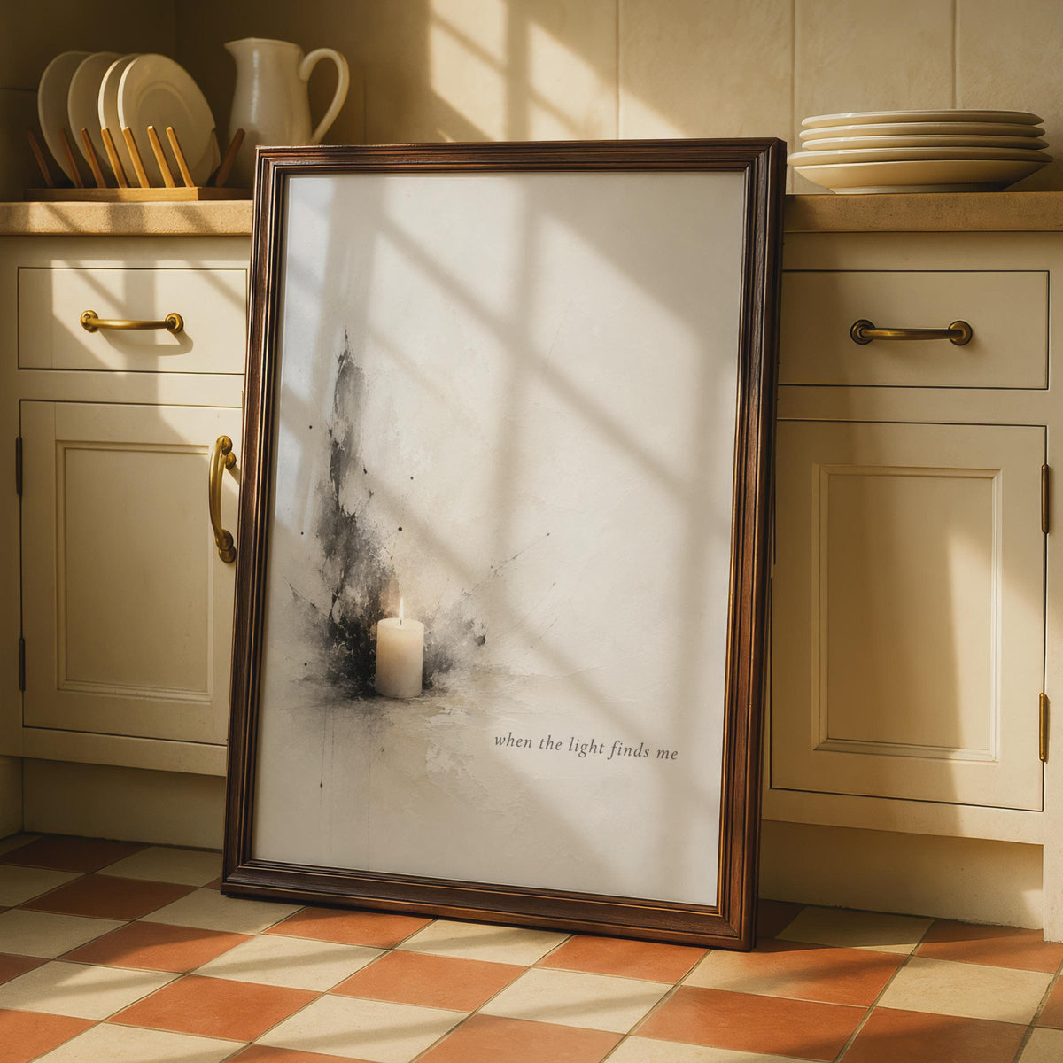 When The Light Finds Me Candle Poster, Abstract Grief Comfort Art, Minimalist Wall Decor