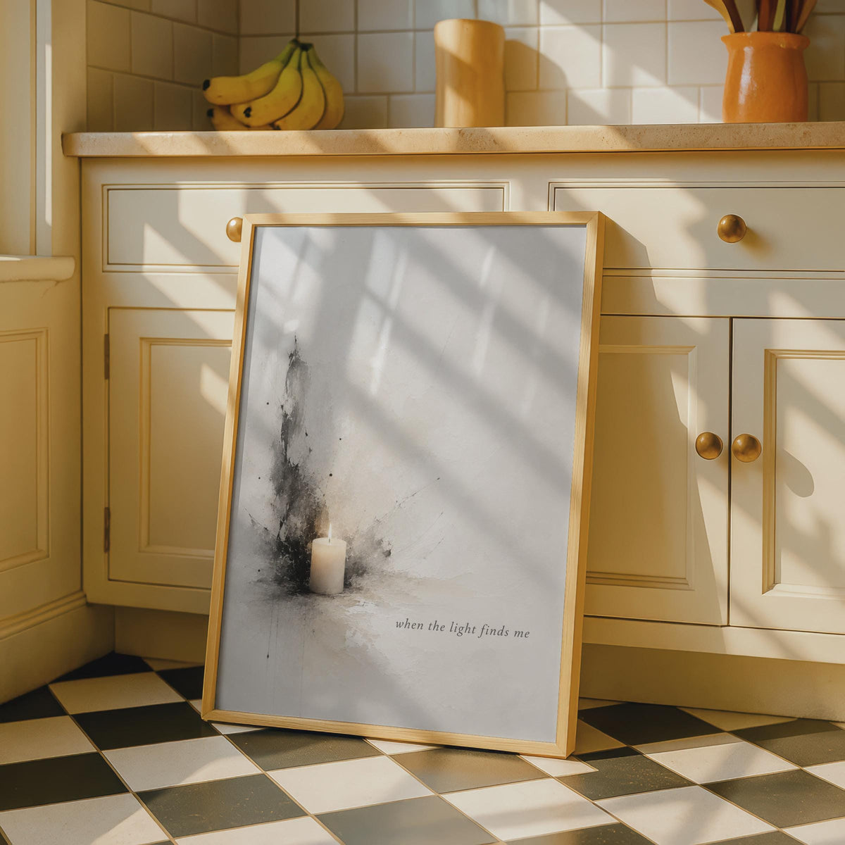 When The Light Finds Me Candle Poster, Abstract Grief Comfort Art, Minimalist Wall Decor