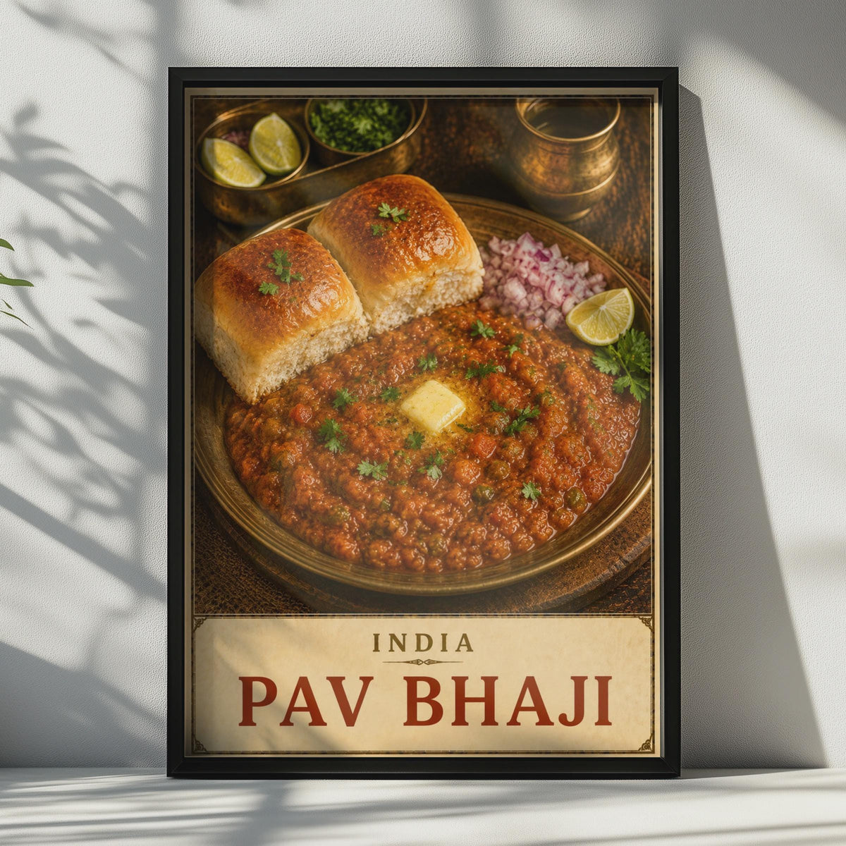 Pav Bhaji India Street Food Poster, Mumbai Kitchen Wall Art, South Asian Cuisine Print