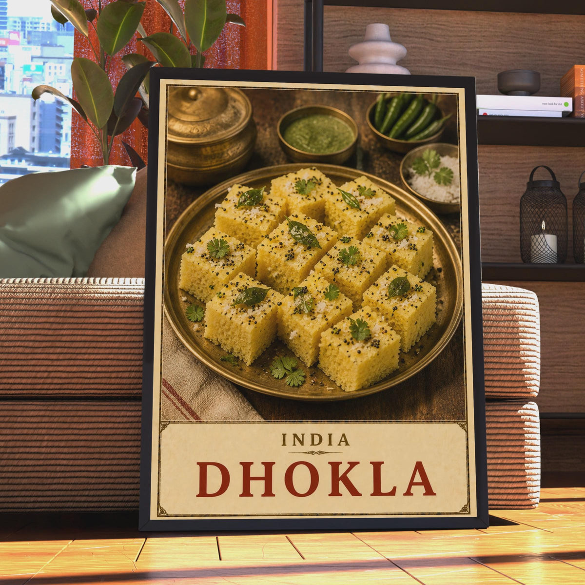 India Dhokla Food Poster, Gujarati Street Food Wall Art, South Asian Cuisine Print