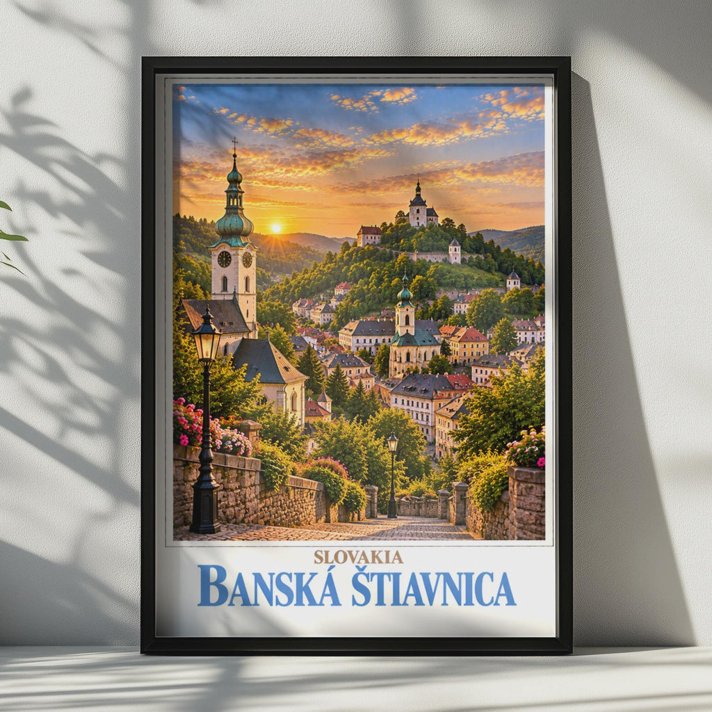 Banska Stiavnica Slovakia Travel Poster, UNESCO Town Wall Art, Central Europe City Print