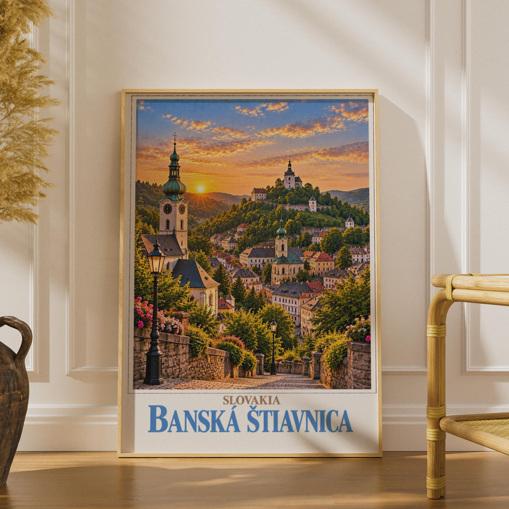 Banska Stiavnica Slovakia Travel Poster, UNESCO Town Wall Art, Central Europe City Print
