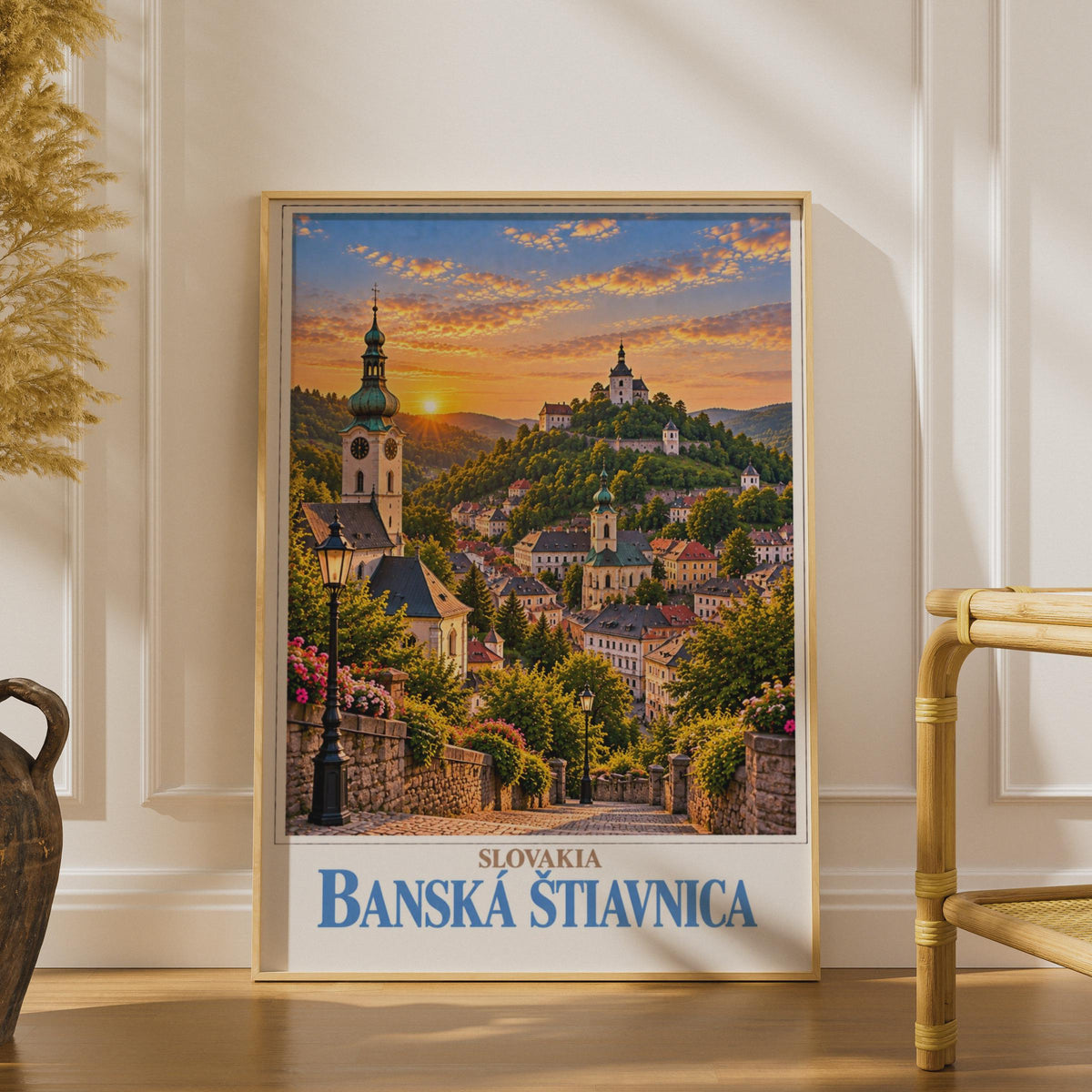 Banska Stiavnica Slovakia Travel Poster, UNESCO Town Wall Art, Central Europe City Print