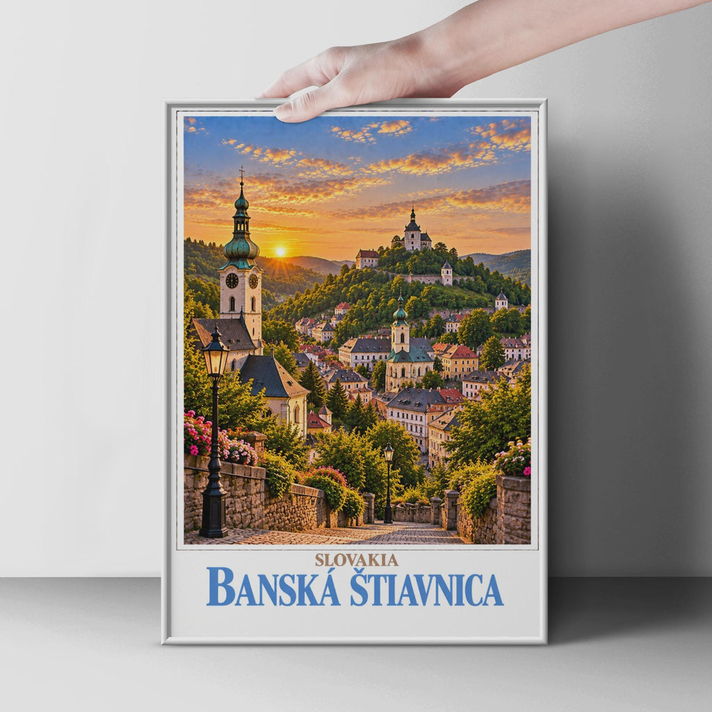 Banska Stiavnica Slovakia Travel Poster, UNESCO Town Wall Art, Central Europe City Print