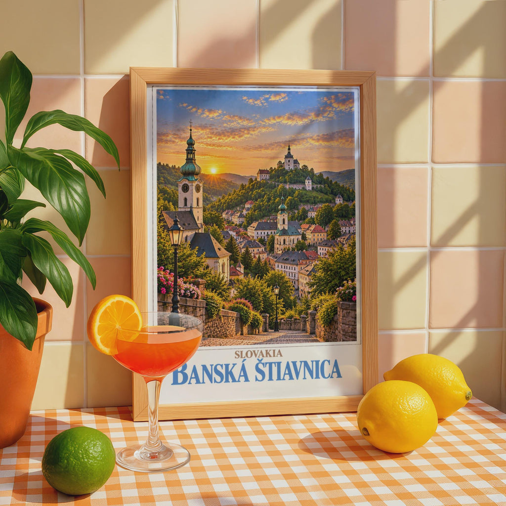 Banska Stiavnica Slovakia Travel Poster, UNESCO Town Wall Art, Central Europe City Print