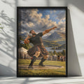 Scottish Highland Games Stone Put Poster, Tartan Kilt Athlete, Traditional Sports Wall Art (Print)