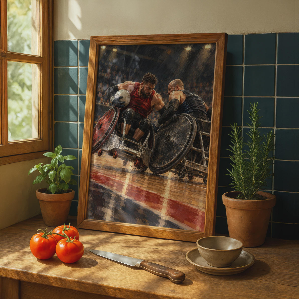 Wheelchair Rugby Poster, Paralympic Sport Wall Art, Adaptive Athletics Print, Inspirational Disabled Sport, Arena Action Spor