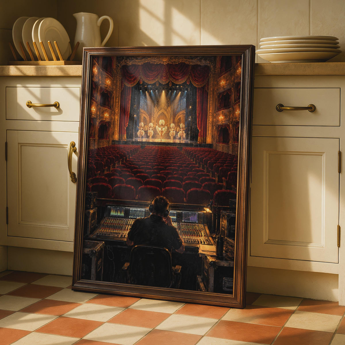 Sound Engineer Theatre Poster, Backstage Mixing Desk Art, Grand Opera House Wall Art