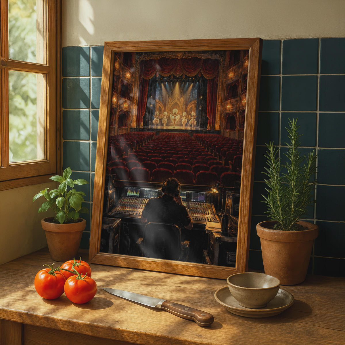 Sound Engineer Theatre Poster, Backstage Mixing Desk Art, Grand Opera House Wall Art