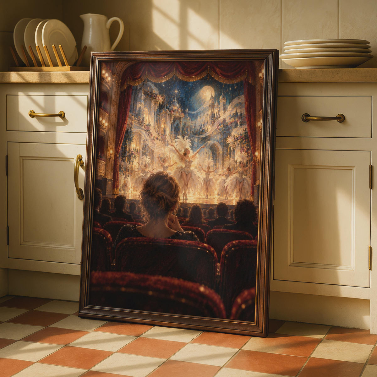 Grand Opera House Ballerina Stage Print, Red Gold Decor, Dance Lover Gift