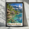 Solomon Islands Travel Poster, Tropical Island Wall Art, Teal Ocean Decor (Printed Poster)