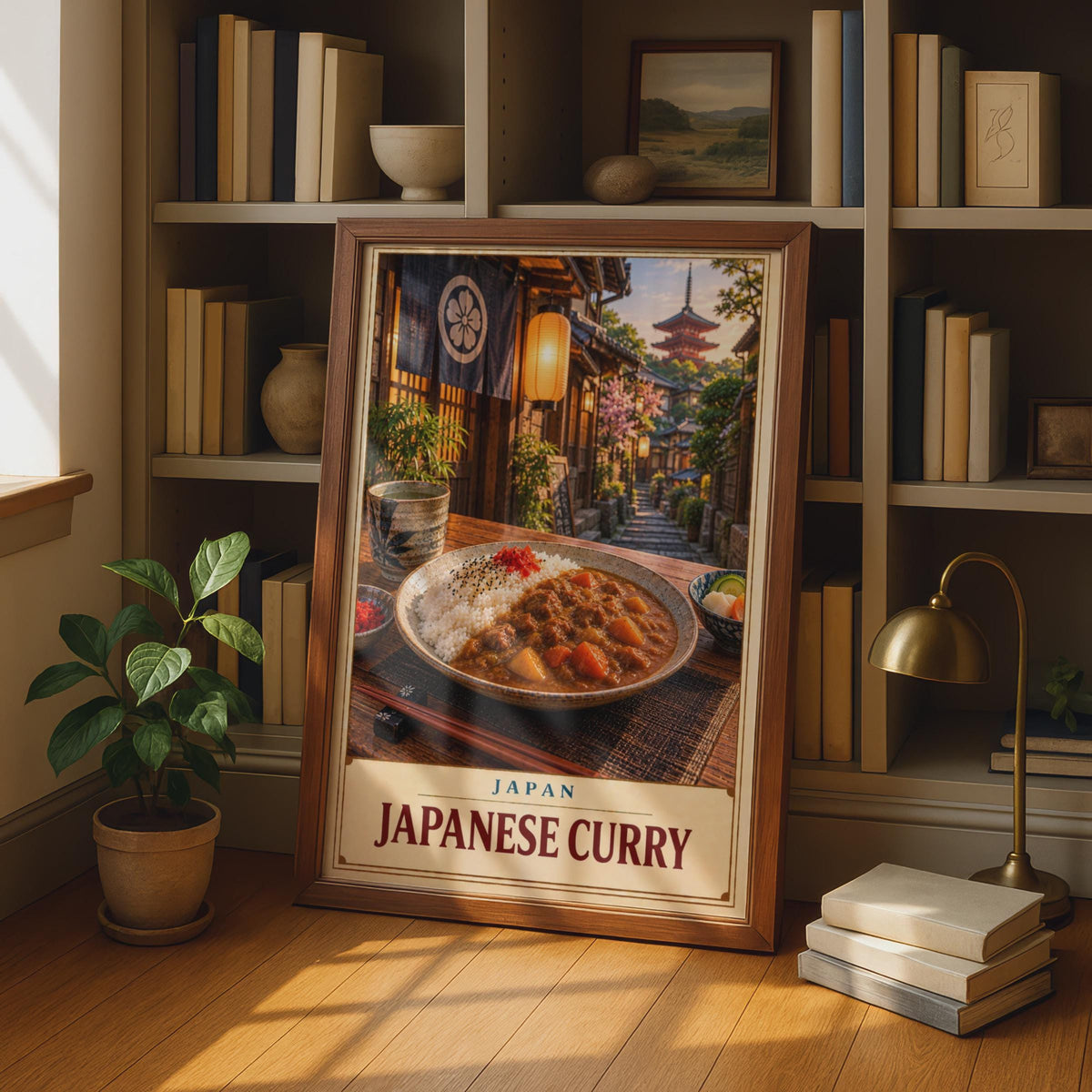 Japanese Curry Poster, Kyoto Street Scene, Asian Kitchen Wall Art (Printed Poster)