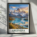 Argentina Patagonia Travel Poster, Fitz Roy Mountain Lake Print, South America Landscape Wall Art