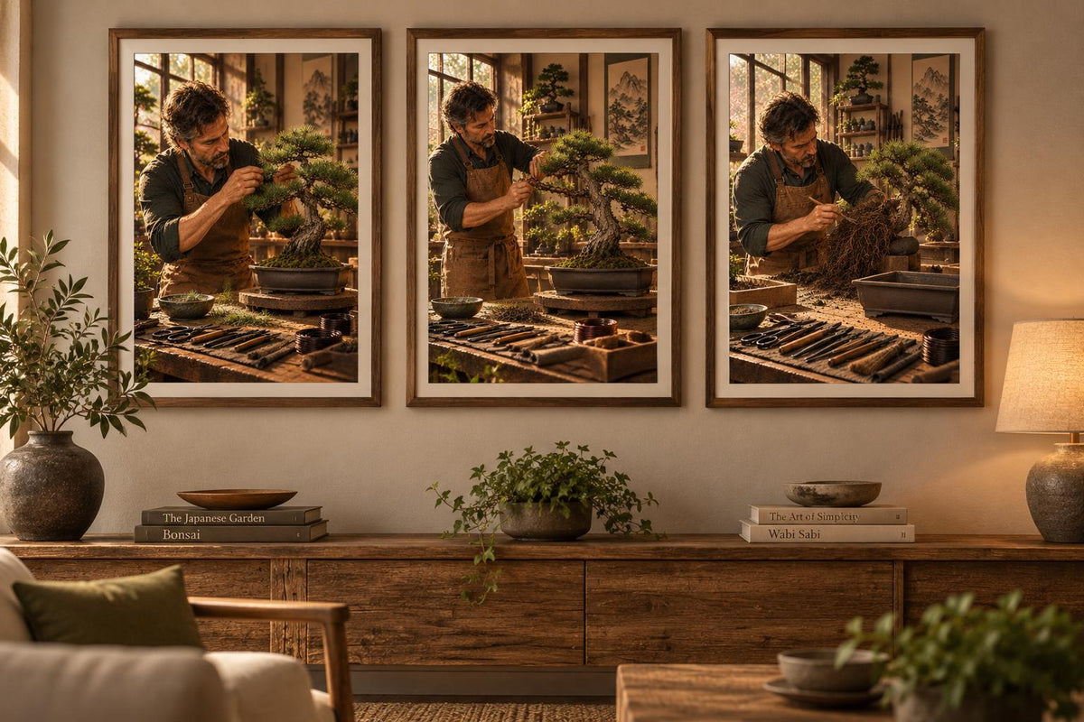 Bonsai Craftsman Poster, Japanese Art, Zen Studio Decor (Print)