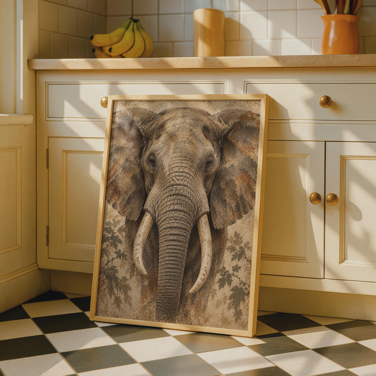 African Elephant Portrait Poster, Earthy Tones, Safari Decor