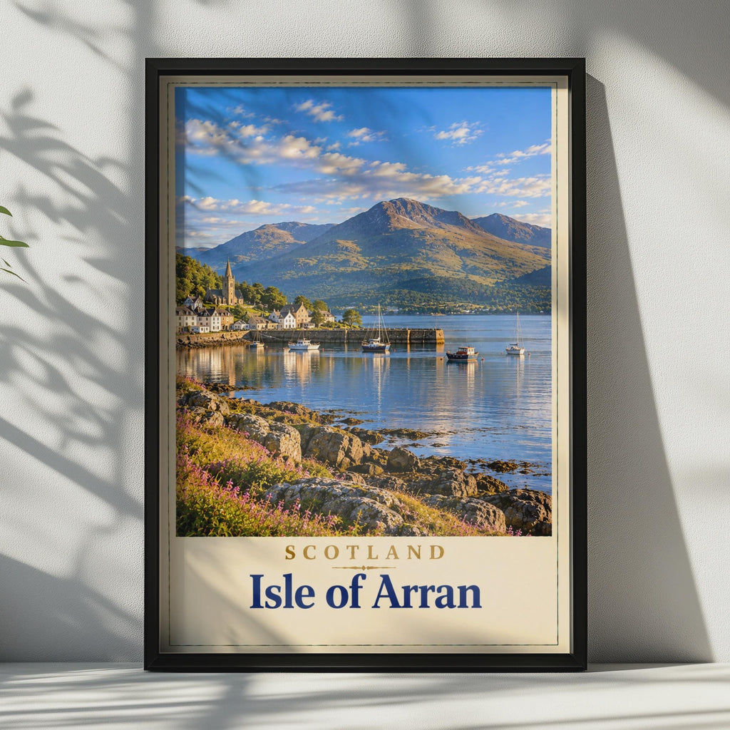 Isle of Arran Scotland Travel Poster, Vintage Coastal Village Art (Print)