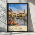 Oradea Romania Travel Poster, Crisul Repede River, Art Nouveau Architecture (Printed to Order)