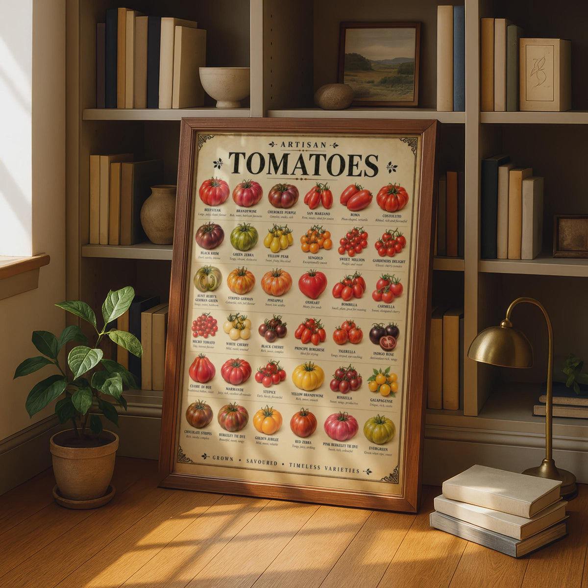 Artisan Tomato Varieties Poster, Heirloom Chart Print, Kitchen Wall Art (Physical Print)