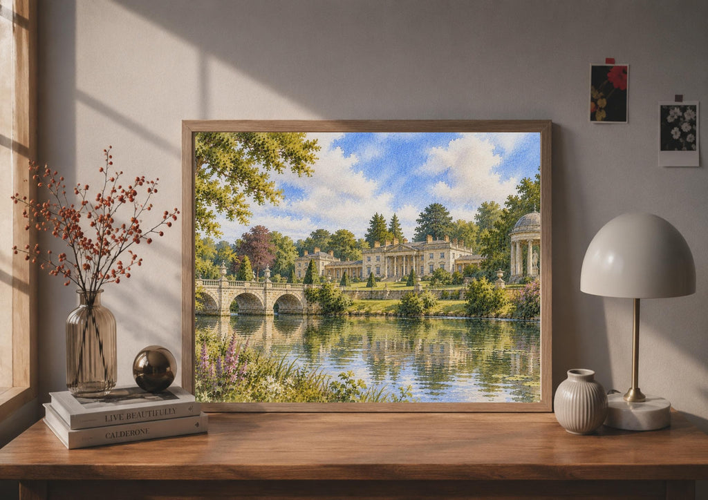Shugborough Estate, Staffordshire Stately Home Watercolour Poster, Georgian Landscape, Living Room Decor Gift