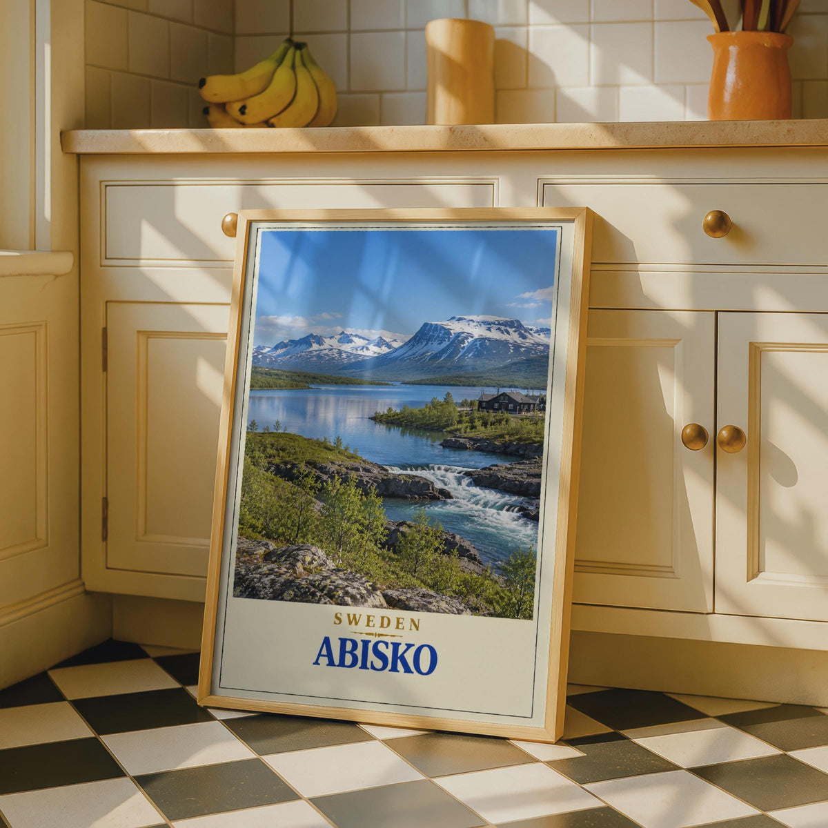 Abisko Sweden Travel Poster, Swedish Lapland Mountain Lake Print, Nordic Nature Wall Art
