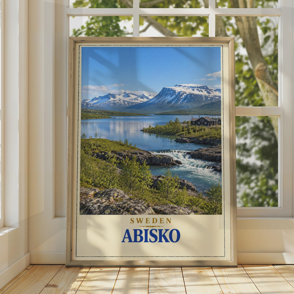 Abisko Sweden Travel Poster, Swedish Lapland Mountain Lake Print, Nordic Nature Wall Art