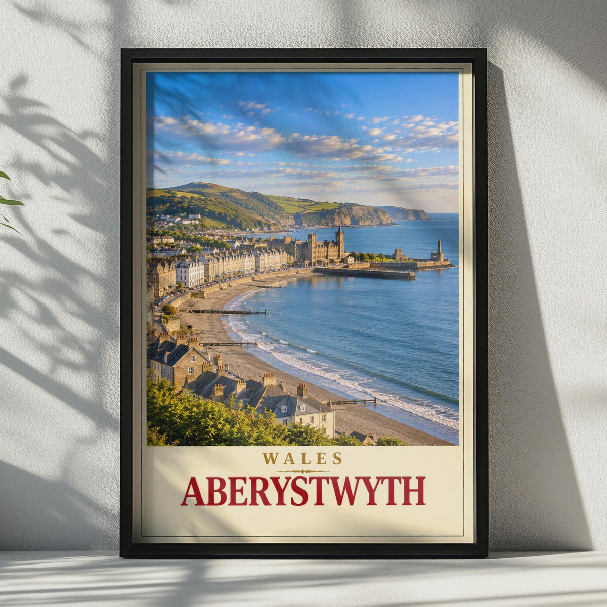 Aberystwyth Wales Travel Poster, Retro Seaside Town Wall Art (Print)