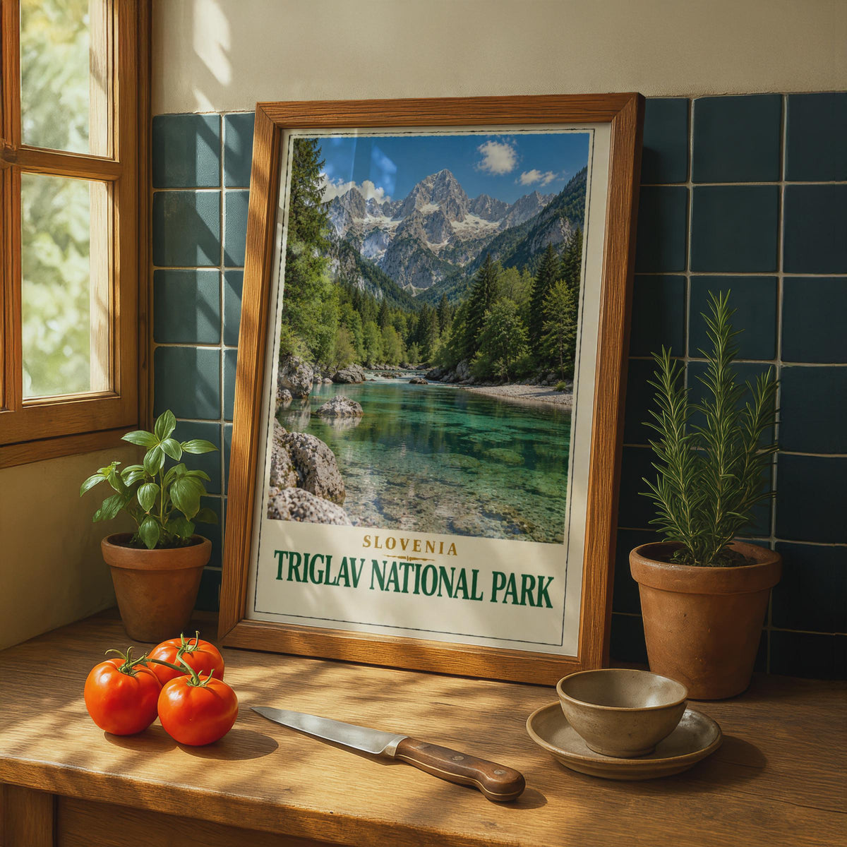 Triglav National Park Poster, Slovenia Alpine River Landscape, Vintage Travel Art (Printed)
