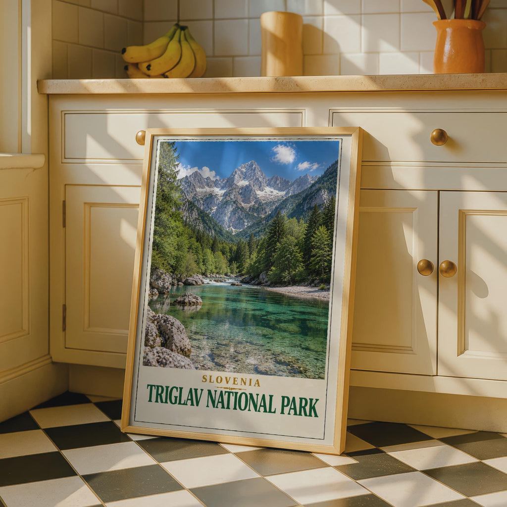 Triglav National Park Poster, Slovenia Alpine River Landscape, Vintage Travel Art (Printed)