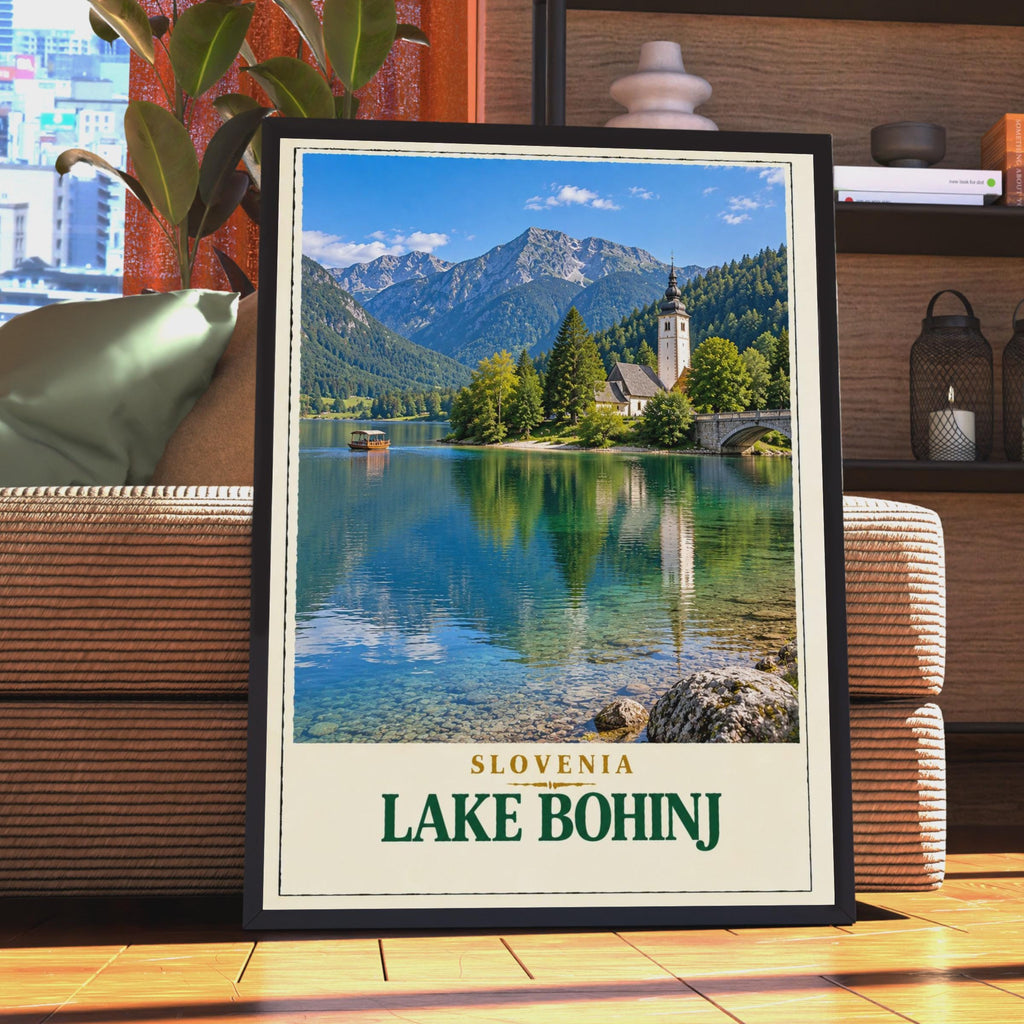 Lake Bohinj Travel Poster, Julian Alps, Slovenia Church Print (Wall Art)