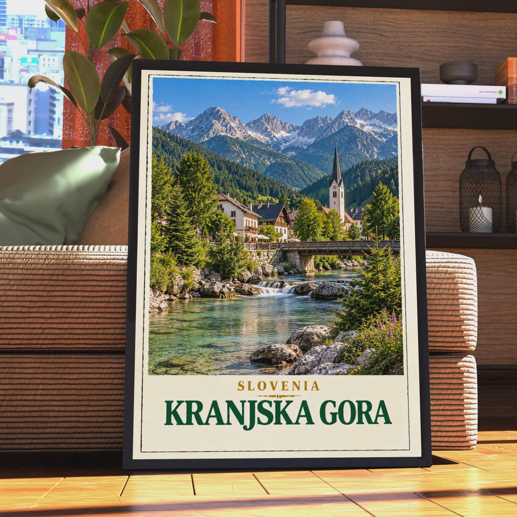 Kranjska Gora Slovenia Travel Poster, Alpine Village Wall Art, Julian Alps Mountain Print