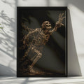 Skeleton Breaking Chains Poster, Dark Gothic Wall Art, Bronze Amber Skull Print (Physical Print)
