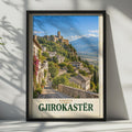 Gjirokaster Albania Travel Poster, UNESCO Old Town Castle, Balkan City Art (Print)
