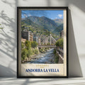 Andorra La Vella Travel Poster, Pyrenees Mountain City, Vintage Style Print (Europe Capital)