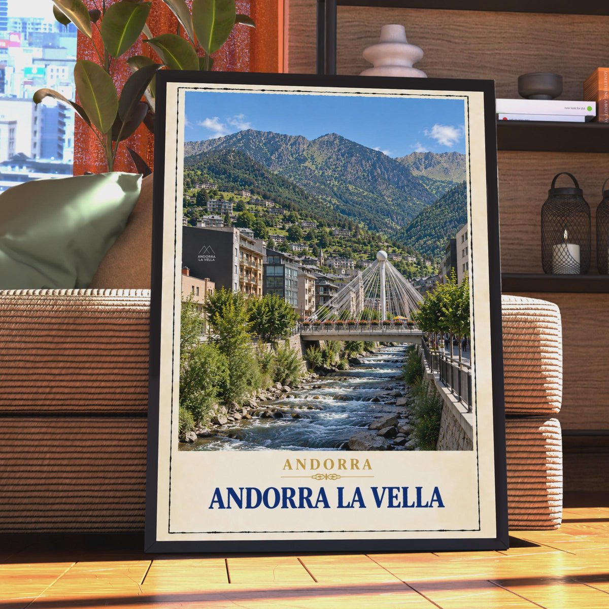 Andorra La Vella Travel Poster, Pyrenees Mountain City, Vintage Style Print (Europe Capital)