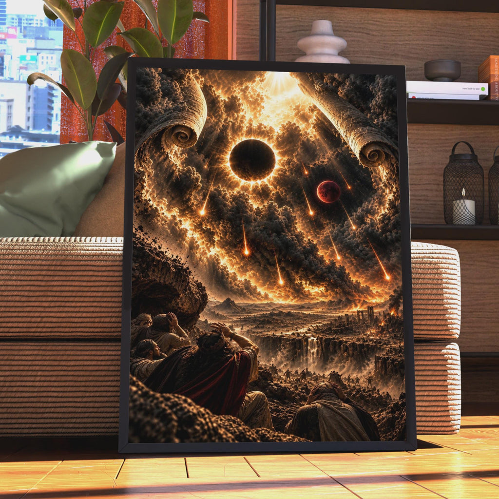 Sixth Seal Revelation Poster, Biblical Apocalypse Wall Art, Blood Moon Dark Sun, Book of Revelation, End Times Christian Post