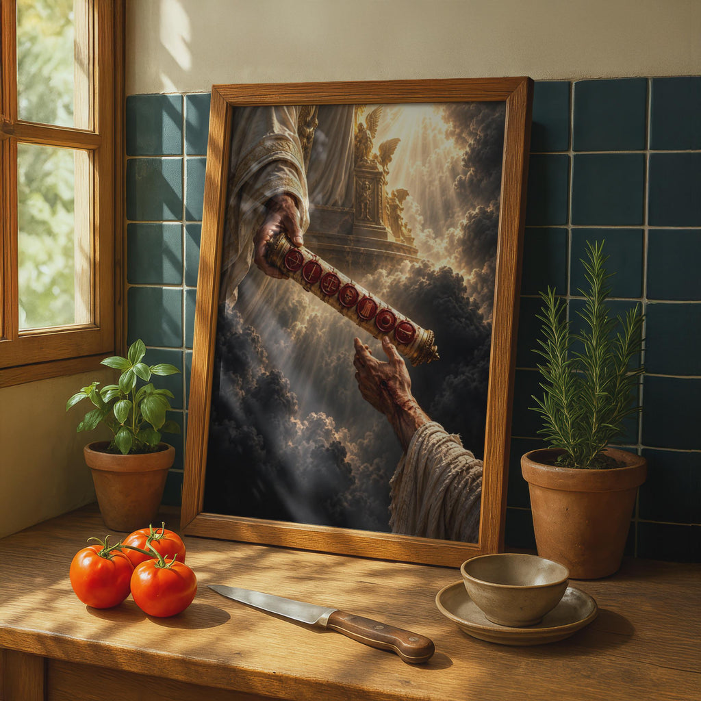 Seven Seals of Revelation Poster, Cinematic Biblical Wall Art, Apocalypse Prophecy Print