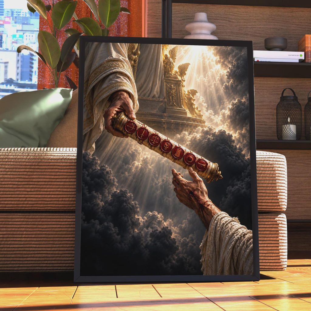 Seven Seals of Revelation Poster, Cinematic Biblical Wall Art, Apocalypse Prophecy Print