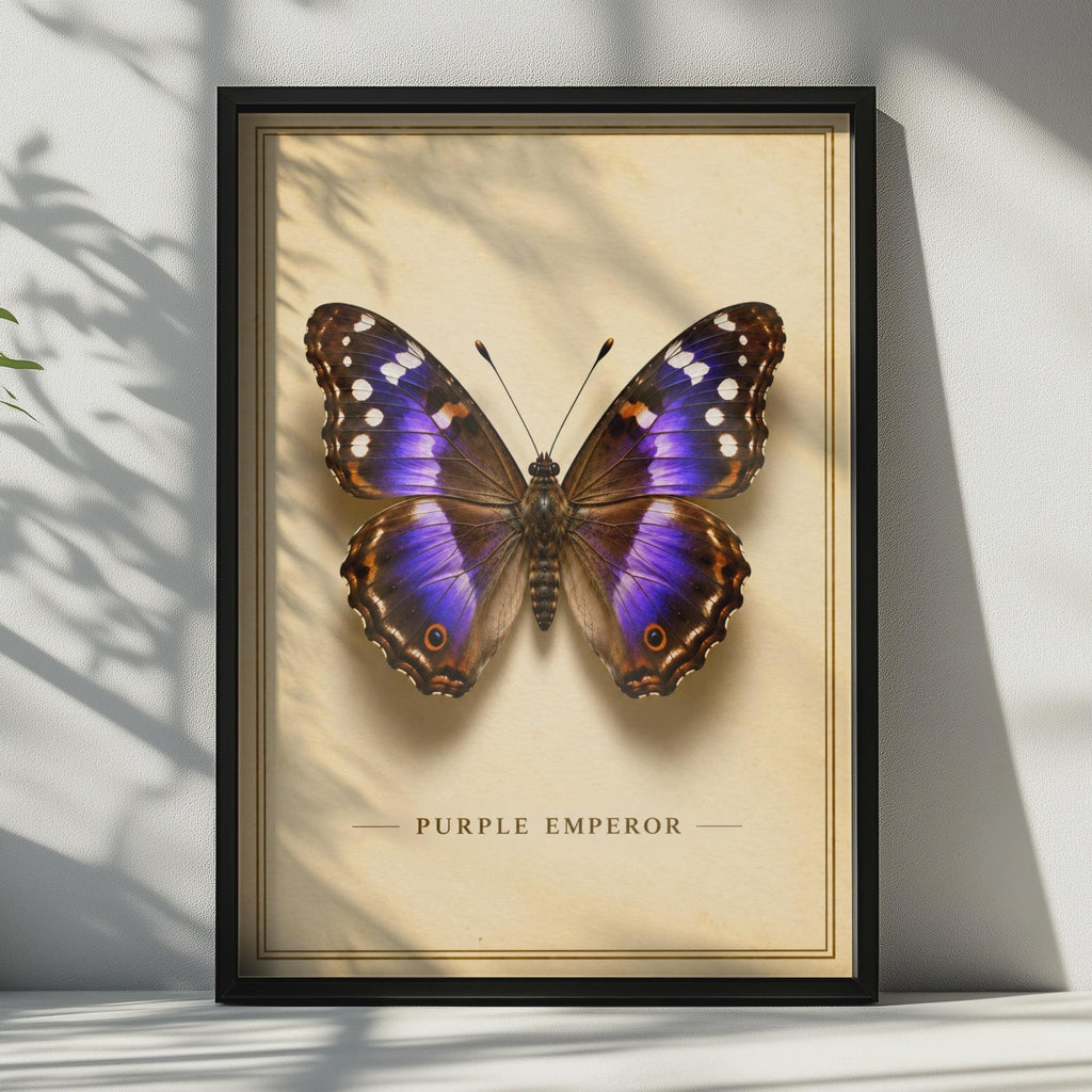 Purple Emperor Butterfly Poster, Victorian Entomology Print, British Wildlife Decor