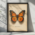 Monarch Butterfly Poster, Vintage Entomology Art, Orange Black Nature Print (Physical Print)