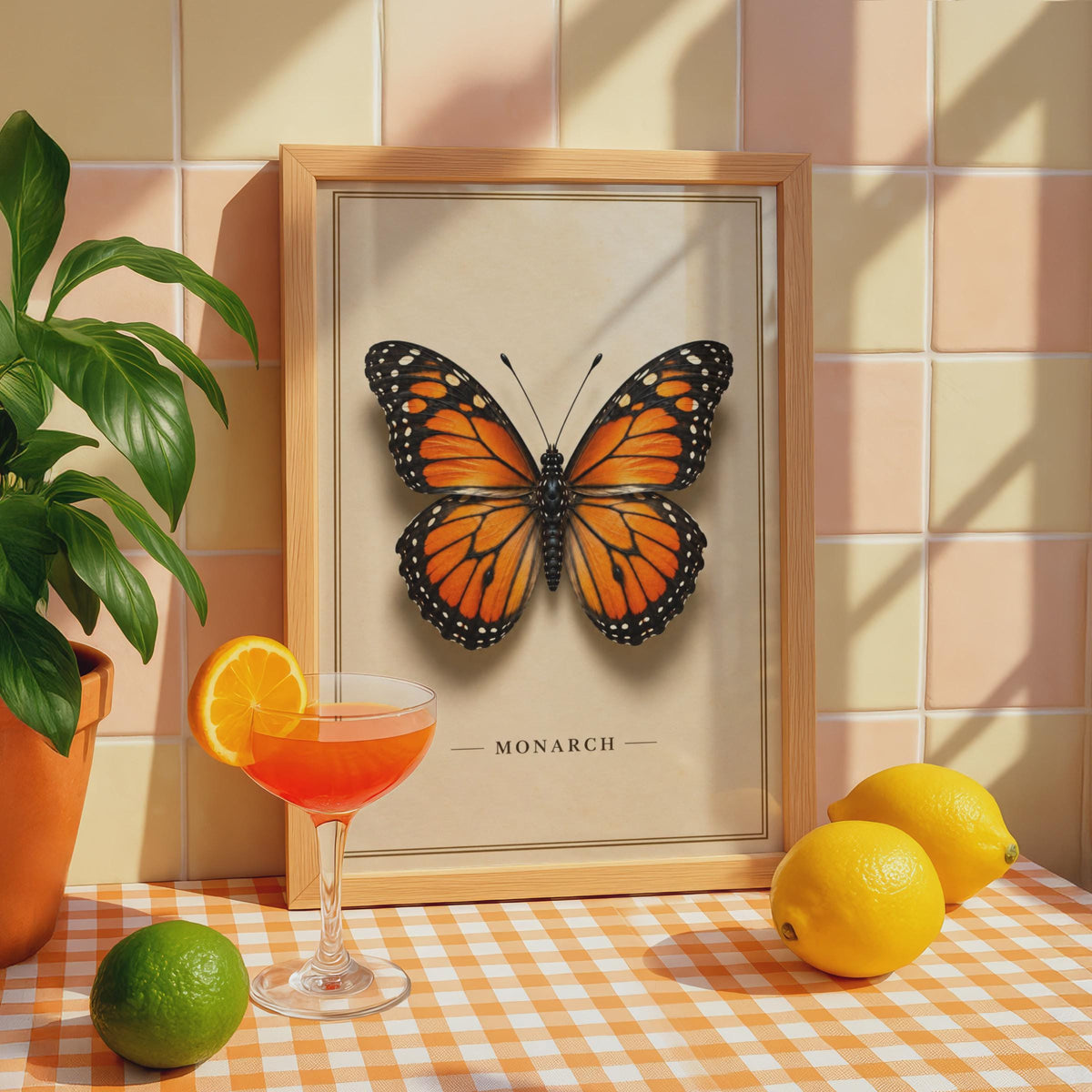 Monarch Butterfly Poster, Vintage Entomology Art, Orange Black Nature Print (Physical Print)