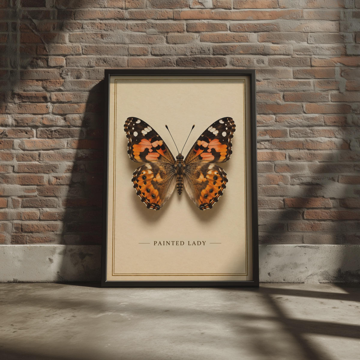 Painted Lady Butterfly Poster, Victorian Botanical Style, Orange Brown Insect Print (Physical Print)