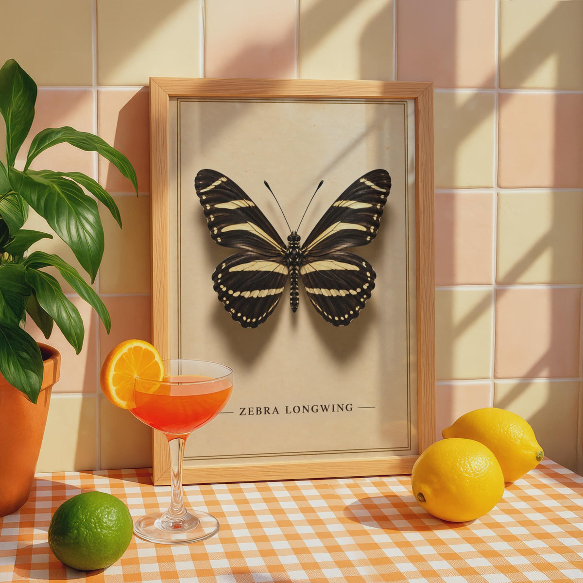 Zebra Longwing Butterfly Poster, Vintage Entomology Wall Art, Black Gold Nature Print (Physical Print)