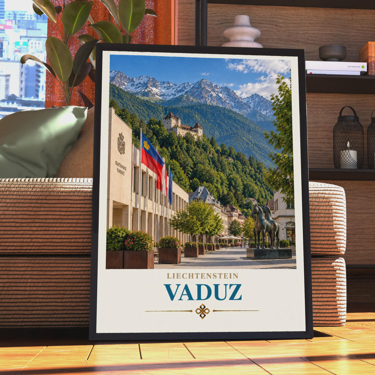 Vaduz Liechtenstein Travel Poster, Alpine Castle, Retro European City Art Print