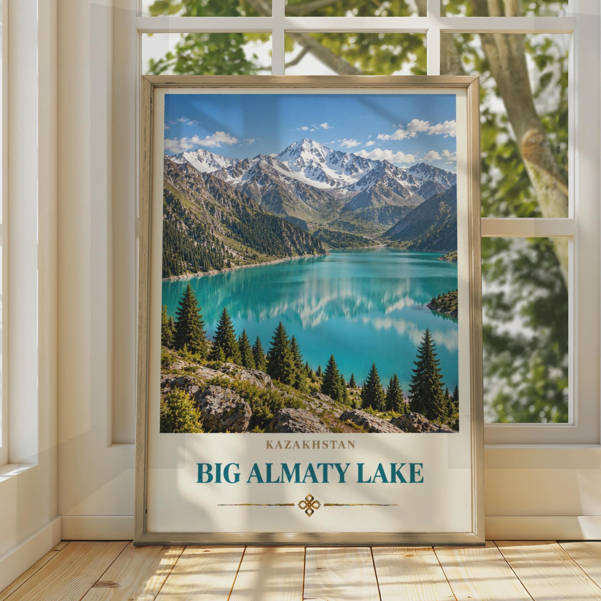 Big Almaty Lake Kazakhstan Poster, Tian Shan Mountains, Turquoise Lake Wall Art