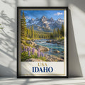 Idaho Travel Poster, Rocky Mountain Lupine Wildflower Print, Pacific Northwest Nature Wall Art